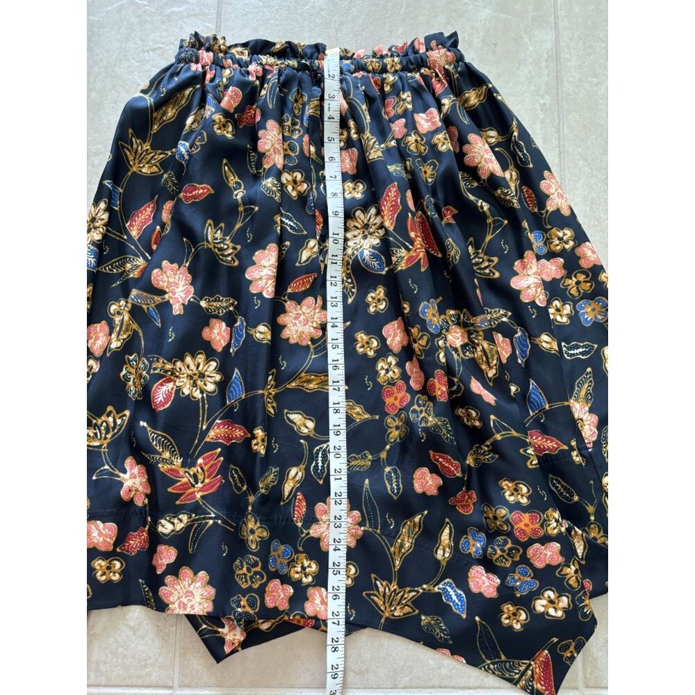 Ulla Johnson Carine Skirt Womens Size 8 Silk Handkerchief Hem Skirt Black Floral - Picture 10 of 10